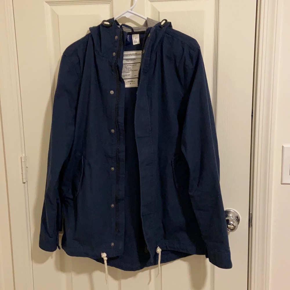 H&M Hooded Navy Jacket - gray hood